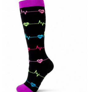 Stödstrumpor Heartbeat Color – Svart