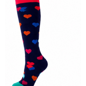 Stödstrumpor Color Hearts – Marinblå