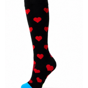 Stödstrumpor Classic Hearts – Svart